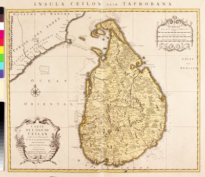 Mapa wyspy Cejlon (Sri Lanka) (akwaforta autorstwa Guillaume Delisle