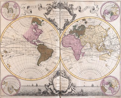 Mapa dwóch półkul autorstwa Guillaume Delisle