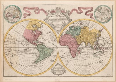 Mappa totius mundi - adornata juxta observationes dnn. academiae regalis scientiarum et nonnullorum aliorum secundum annotationes recentissimas LOC 2017585675 autorstwa Guillaume Delisle