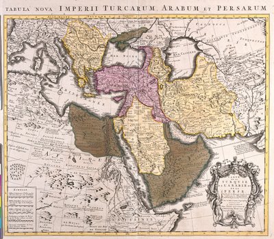 Południowa Słowacja, Słowenia, Chorwacja, Węgry, Rumunia, Mołdawia, południowa Ukraina, Bośnia i Hercegowina, Serbia i Czarnogóra, Bułgaria, Albania, Republika Macedonii, Grecja, Turcja, Gruzja, Armenia, Azerbejdżan, Iran, Cypr, Syria, Irak, wschodnia Libi autorstwa Guillaume Delisle
