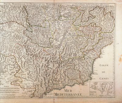 Region Południowy Piemont, Monferrato i Zachodnia Liguria. Mapa Guillaume de l