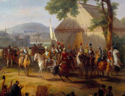 Król Henryk IV opuszcza swój namiot (szczegóły Henryka IV zaopatrującego paryżan) autorstwa Guillaume Frederic Ronmy