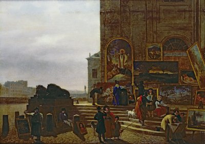 Sprzedaż obrazów poza Institut de France, 1837 r. autorstwa Guillaume Frederic Ronmy
