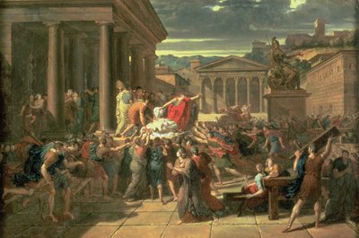 Śmierć Cezara (100-44 pne) (olej na papierze) autorstwa Guillaume Guillon Lethière