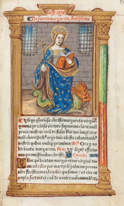 Drukowana księga godzin (do użytku rzymskiego): fol. 110r, św. Małgorzata autorstwa Guillaume Le Rouge