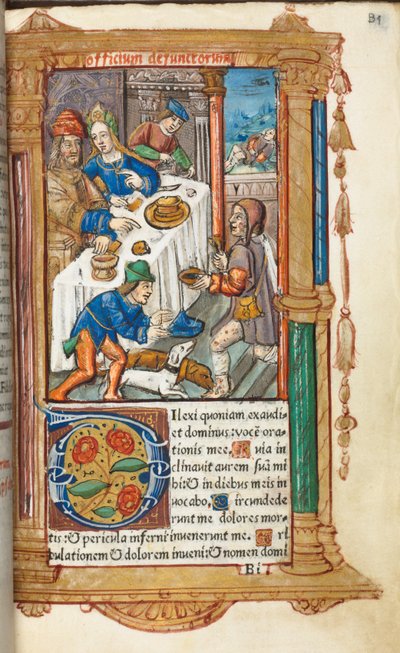 Drukowana księga godzin (do użytku rzymskiego): fol. 73r, Łazarz autorstwa Guillaume Le Rouge