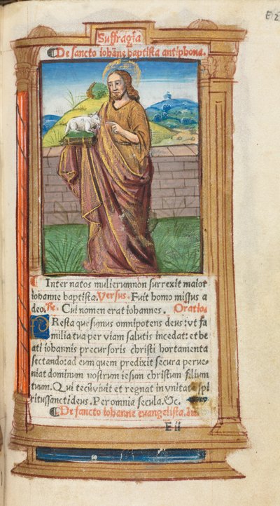 Drukowany Księga Godzin Korzystanie z Rzymu: fol. 98r, św. Jan Chrzciciel, 1510. autorstwa Guillaume Le Rouge