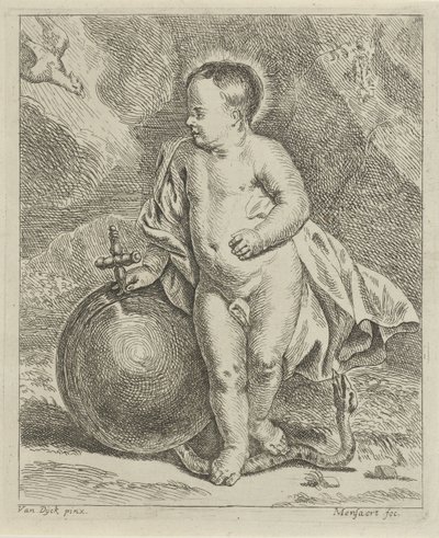 Dzieciątko Chrystus z kulą ziemską i wężem autorstwa Guillaume Pierre Mensaert