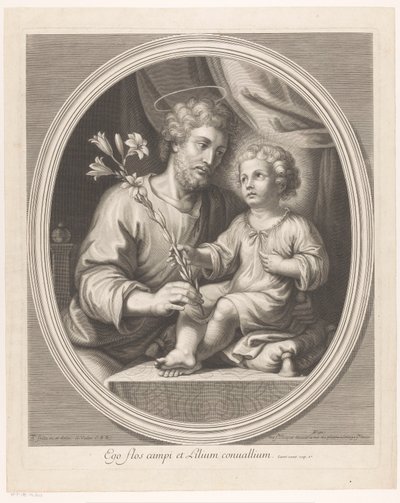 Dzieciątko Jezus wręcza św. Józefowi lilię autorstwa Guillaume Vallet