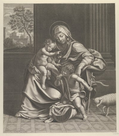 Dziewica siedząca z Dzieciątkiem Chrystusem na kolanach..., ca. 1650-1704. autorstwa Guillaume Vallet