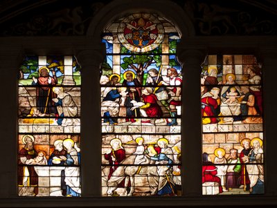 Epizod z życia Jezusa Witraże Wilhelma z Marcillata (1470-1529) 1509 Chór bazyliki Santa Maria del Popolo, Rzym autorstwa Guillaume de  Marcillat