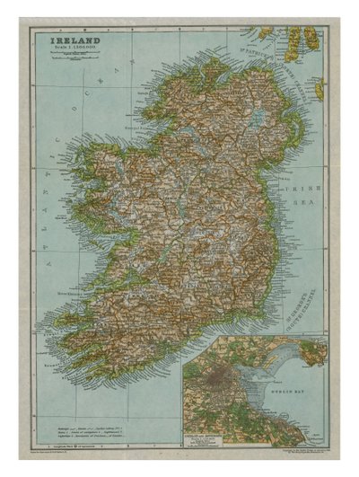 Mapa Irlandii, c1910 autorstwa Gull Engraving Company