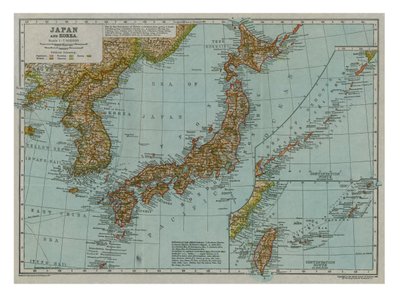 Mapa Japonii i Korei, ok. 1910 r. autorstwa Gull Engraving Company
