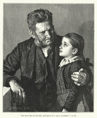 „Przyciągnął ją do siebie i zadał jej wiele pytań” (rycina) autorstwa Gunning (after) King