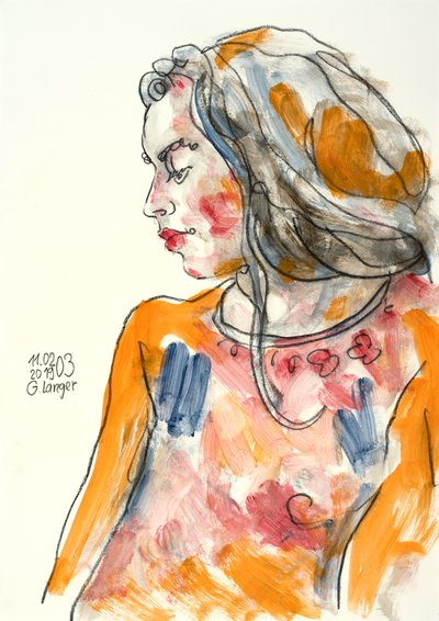 Portret kobiety, byłam w domu autorstwa Gunter Langer
