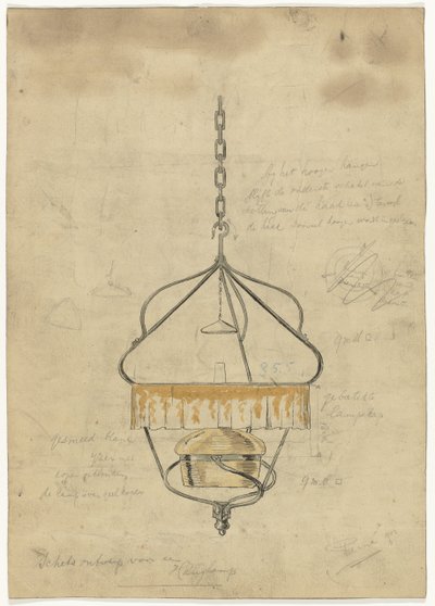 Projekt lampy wiszącej autorstwa Gust van de Wall Perné (signed by artist)