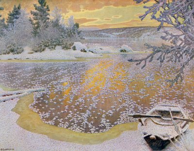 Mróz na lodzie autorstwa Gustaf Edolf Fjaestad