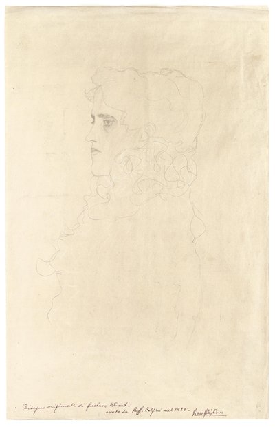Portret kobiety w profilu z kołnierzykiem z falbanką autorstwa Gustav Klimt