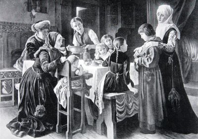 Chłopięctwo Marcina Lutra, ilustracja z "Historii narodu". autorstwa Gustav Adolph Spangenberg