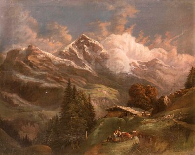 Tętniące życiem pastwisko wysokoalpejskie z widokiem na alpejskie szczyty - Großglockner? autorstwa Gustav Barbarini