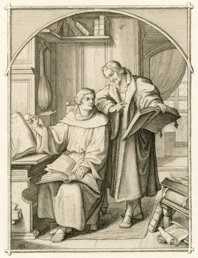 Marcin Luter i Filip Melanchton (Philippe, Philippus Melanchton autorstwa Gustav Ferdinand Leopold Konig