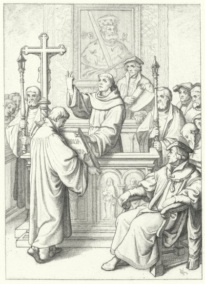 Marcin Luter otrzymuje doktorat przez Andreasa Karlstadta na Uniwersytecie w Wittenberdze, 1512 autorstwa Gustav Ferdinand Leopold Konig