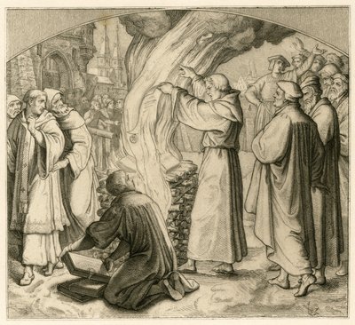 Marcin Luter pali bullę ekskomuniki autorstwa Gustav Ferdinand Leopold Konig