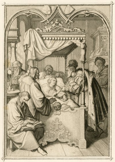 Marcin Luter jest ciężko chory, elektor Johann Friedrich (Johann Frederic Ier de Saxe autorstwa Gustav Ferdinand Leopold Konig