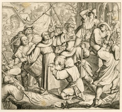 Marcin Luter przemawia w Seeburgu przeciwko wojnie chłopskiej autorstwa Gustav Ferdinand Leopold Konig