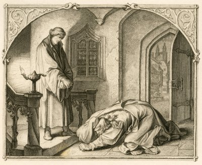 Marcin Luter wraz ze zbójnikiem Hansem Kohlhase (1500-1540) autorstwa Gustav Ferdinand Leopold Konig