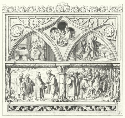 Pożegnanie Marcina Lutra z rodziną, gdy wyrusza w ostatnią podróż do Mansfeld, jego życie w drodze i przyjęcie od hrabiów Mansfeld (rycina) autorstwa Gustav Ferdinand Leopold Konig