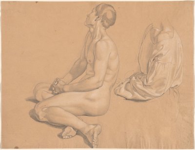 Siedzący mężczyzna nagi, a potem ubrany autorstwa Gustav Heinrich Naeke