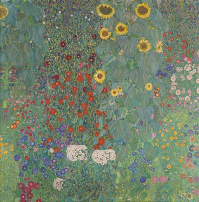 Ogród przydomowy ze słonecznikami autorstwa Gustav Klimt
