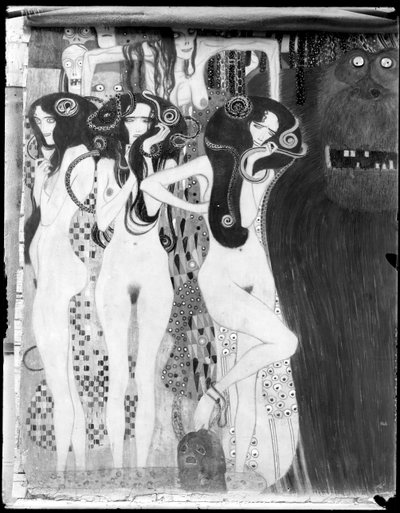 Fryz Beethovena: szczegół z "Die feindlichen Gewalten" autorstwa Gustav Klimt
