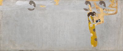 Beethoven Frieze: Tęsknota za szczęściem znajduje satysfakcję w poezji - ilustracja 7, prawa długa ściana autorstwa Gustav Klimt