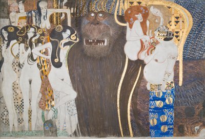 Beethoven Frieze: Wrogie siły - panel 1, ściana przednia autorstwa Gustav Klimt