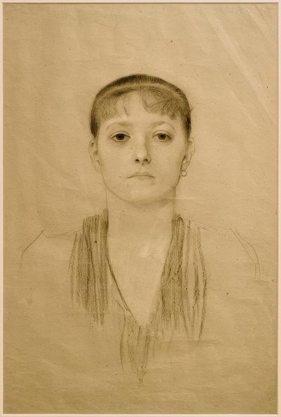 Portret dziewczynki w połowie długości z przodu autorstwa Gustav Klimt