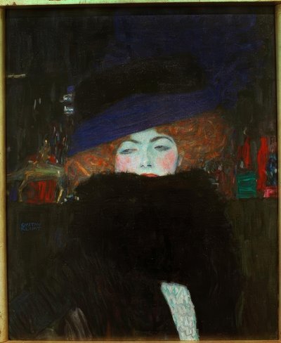 Dama w kapeluszu i boa z piór autorstwa Gustav Klimt