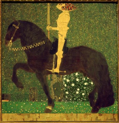 Żyj walką (rycerz; złoty rycerz) autorstwa Gustav Klimt