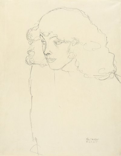 Półdługi portret dziewczyny w trzech czwartych profilu z lewej strony autorstwa Gustav Klimt