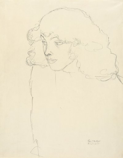 Portret połówkowy dziewczyny w 3/4 profilu, 1913 autorstwa Gustav Klimt