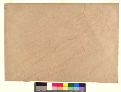 In einem Armsessel lehnender weiblicher Akt im Profil autorstwa Gustav Klimt