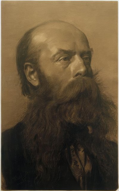 Głowa brodatego mężczyzny w trzech czwartych profilu w prawo autorstwa Gustav Klimt