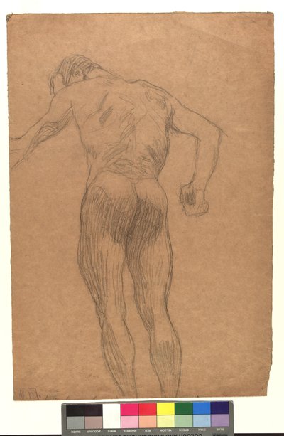 Männlicher Rückenakt in Untersicht autorstwa Gustav Klimt