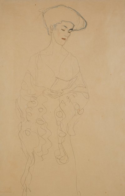 Zwracając się lekko w lewo, 1907 autorstwa Gustav Klimt