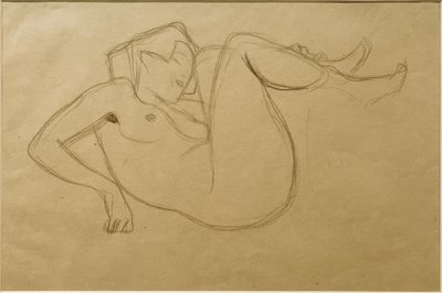 Naga dziewczyna przykucnięta z podciągniętymi udami (badanie) autorstwa Gustav Klimt