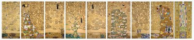 Dziewięć rysunków roboczych przedstawiających wykonanie fryzu mozaikowego w sali jadalnej Stoclet House w Brukseli autorstwa Gustav Klimt