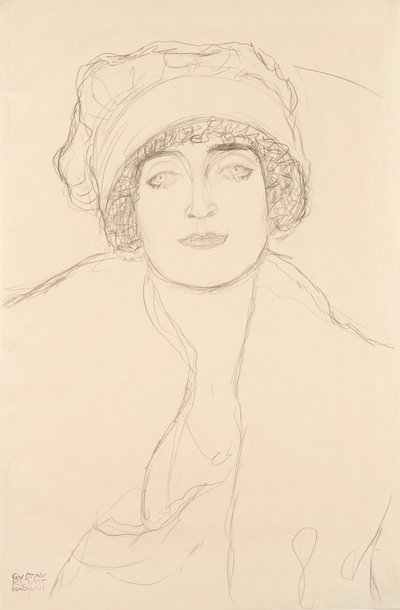 Portret w kapeluszu, 1917-118 autorstwa Gustav Klimt
