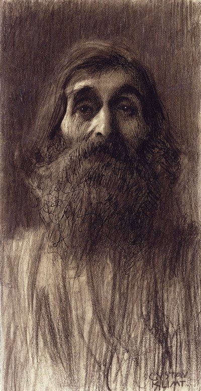 Portret brodatego mężczyzny; Portret w połowie długości przedstawiający mamę brodatą, widok z przodu, ok. 1894 autorstwa Gustav Klimt