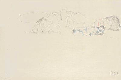 Półnagi w pozycji leżącej w prawo, ok. 1914-15 autorstwa Gustav Klimt